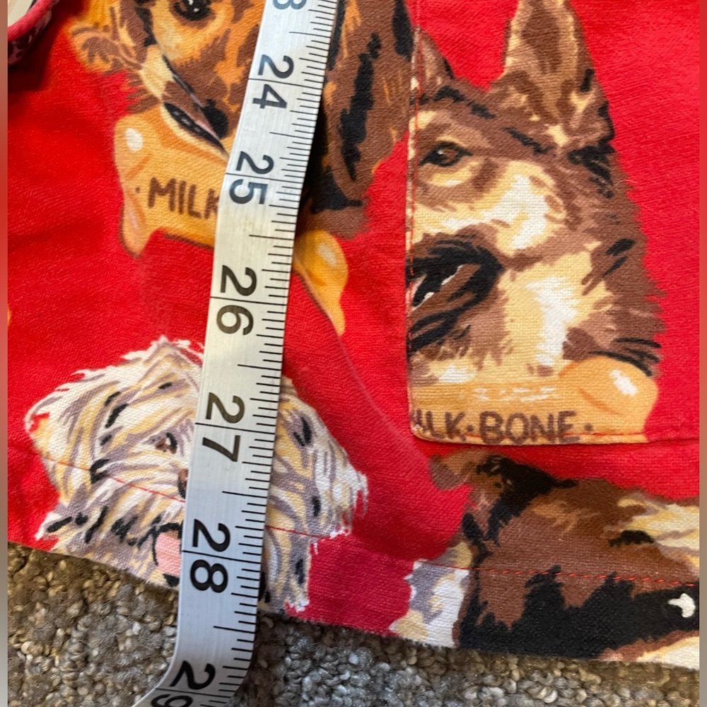 Nick & Nora Pajama Top Red Milk Bone Dogs Button Up Flannel PJs Size Small - Picture 4 of 6